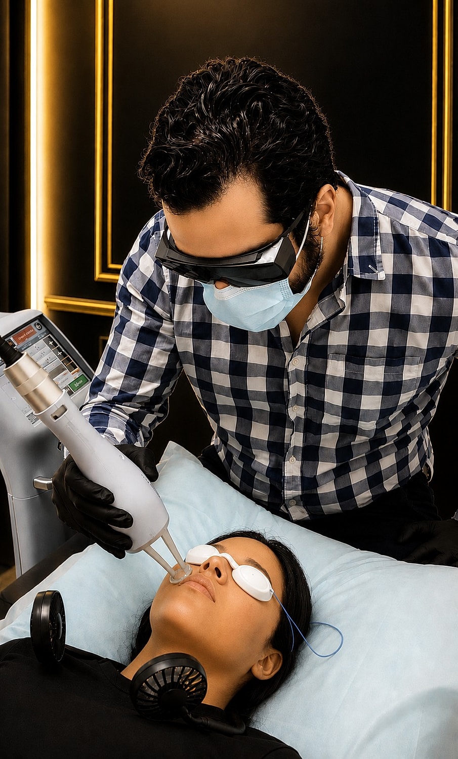 Cosmetic Dermatologist treats patient with Resurfacing Laser