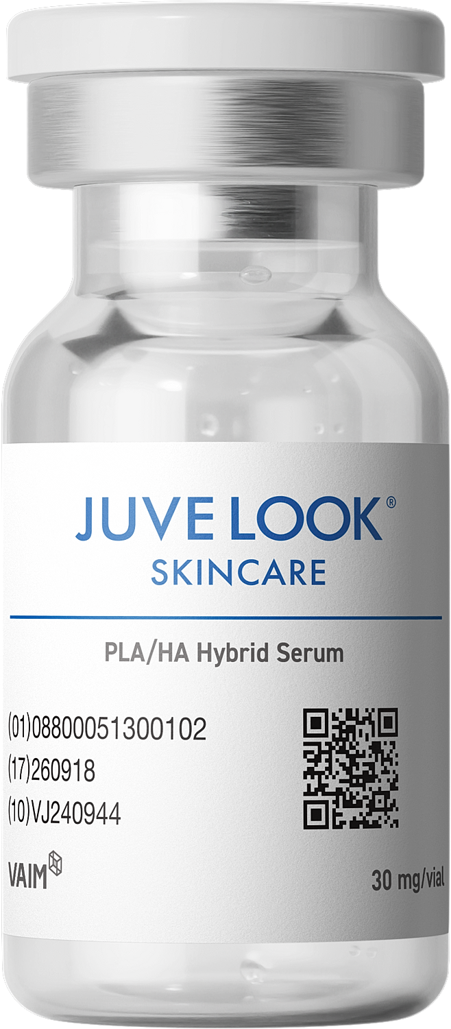 Juve Look skincare PLA/HA hybrid serum vial.